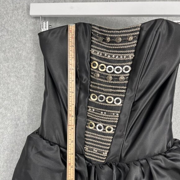 Jessica McClintock Gunne Sax Bubble Mini Dress Size 1 Black Fairy Whimsigoth VTG - Picture 8 of 12